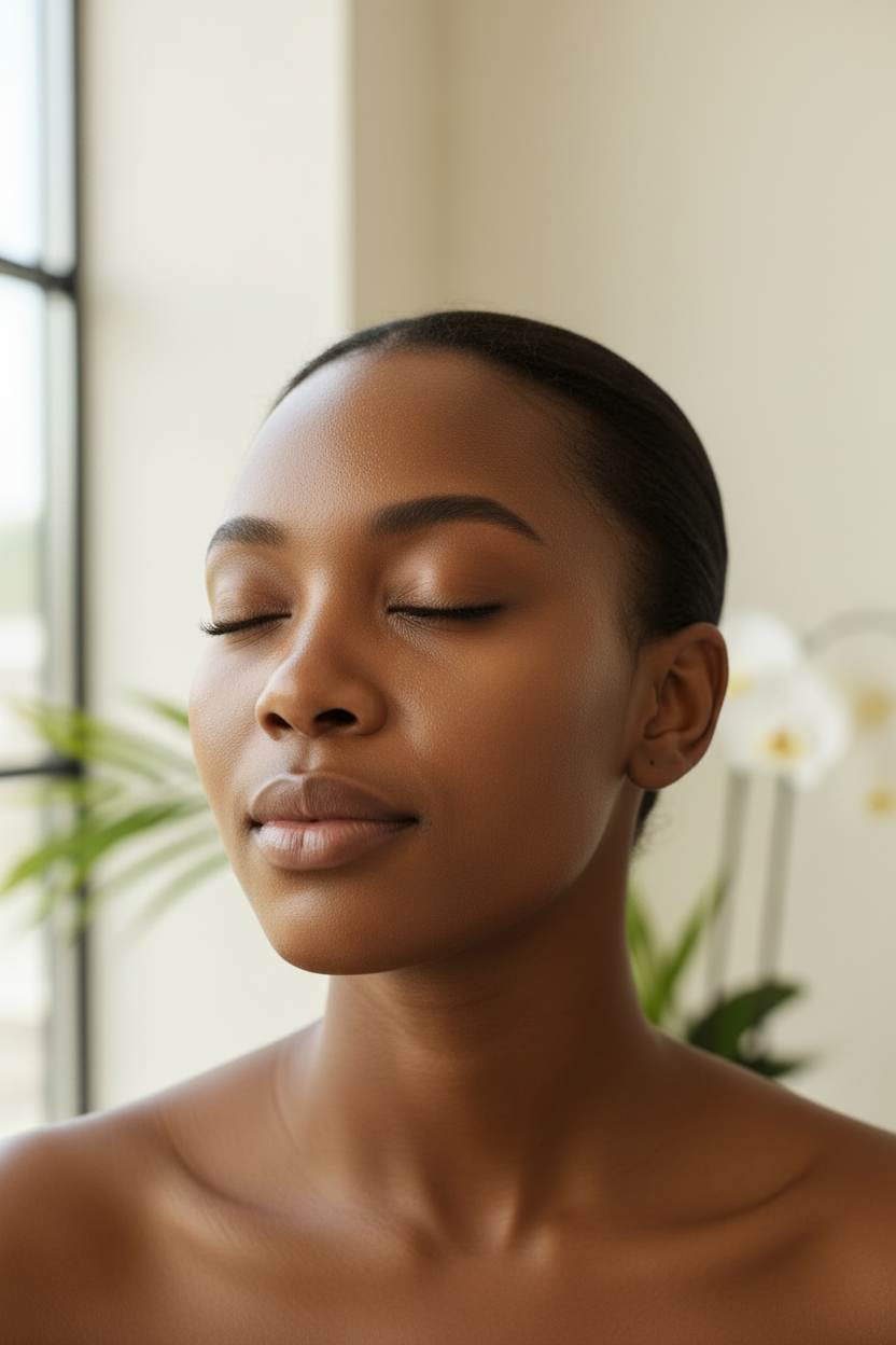 woman moisturizing dry skin with korean products