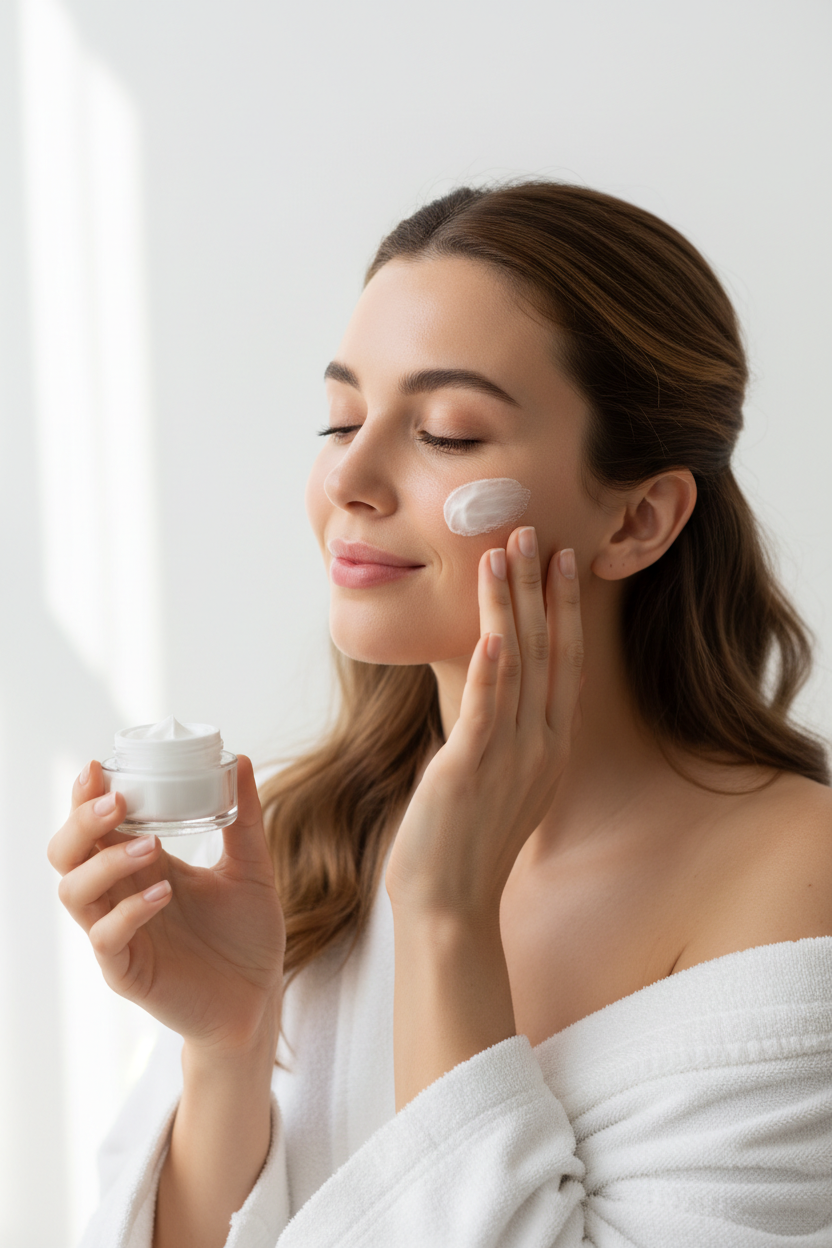 woman protecting her skin with korean spf