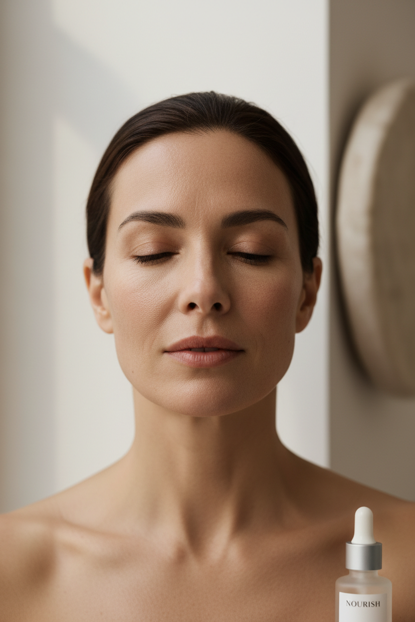 woman with glowy hydrated skin