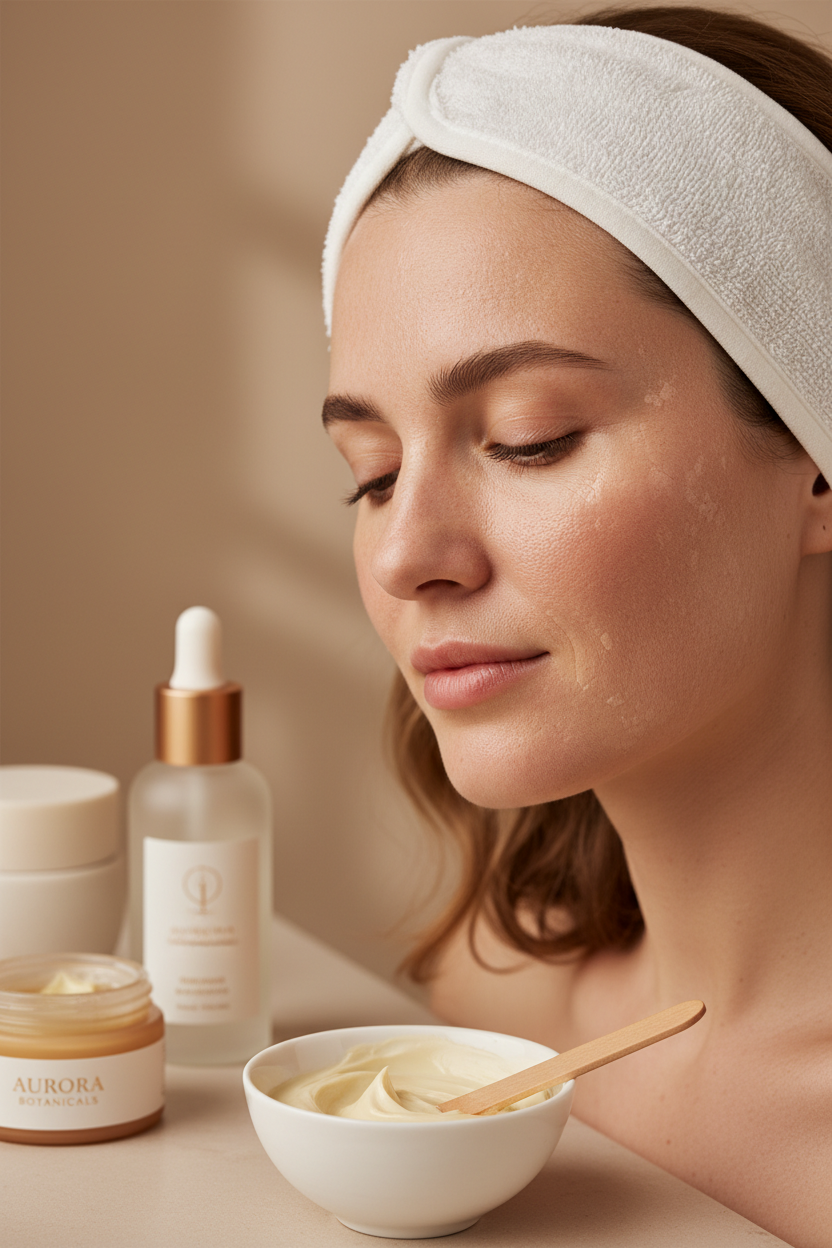 Woman who is using korean skin care to hydrate her dry skin